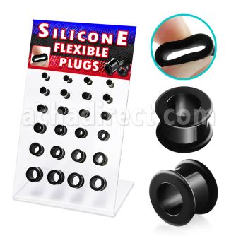 dapg24 display board of 24 pcs black silicone flesh tunnel