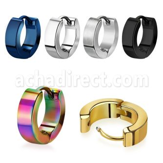er134 loose pair of matte stainless steel huggies ear hoops
