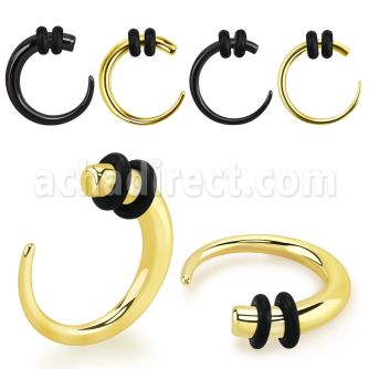 extsr black anodized 316l steel curved taper with o rings