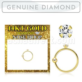 ghdi 14k gold nose hoop with 15mm prong set real diamond