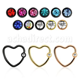 hccrt16 anodized steel heart shaped ball closure ring crystal