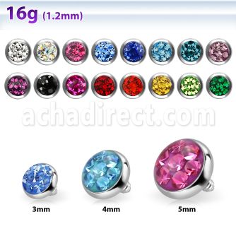 iafrc 5mm steel dermal anchor top w ferido glued multi crystal