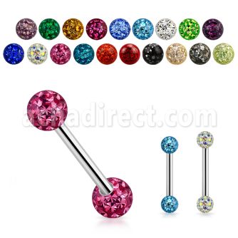 infr5 316l steel industrial barbell w 5mm multi crystal ball