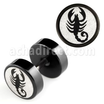 ipls12 black anodized fake plug with scorpion logo on one side
