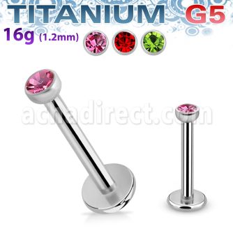 lbfic titanium g5 labret with 2 2mm bezel jewel top