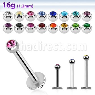 lbjb25 surgical steel labret w a tiny 2 5mm jewel ball