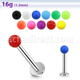 lbsab3 316l steel labret with 3mm color acrylic ball