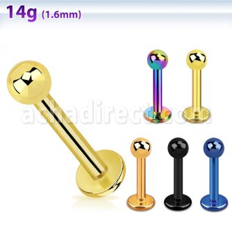 lbtb3g anodized surgical steel labret 16g 1 2mm w a 4mm ball