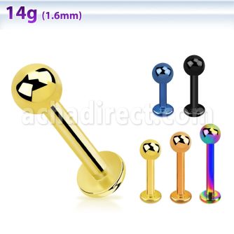 lbtb4 anodized surgical steel labret with a 4mm ball