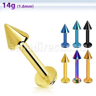 lbtcn4 anodized surgical steel labret with a 4mm cone
