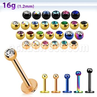 lbtjb25 anodized steel labret w a 2.5mm bezel set jewel ball