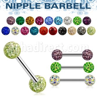 npfr5 316l steel nipple barbells w ferido multi crystal ball