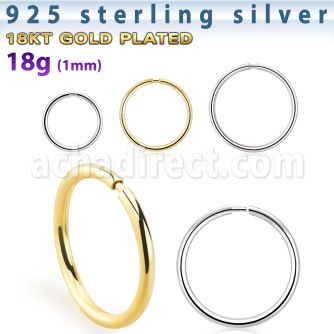 nr31 sterling silver seamless nose hoop w diameter 8 12mm