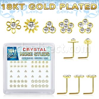 nsbxm7cg 18kt gold plated silver nose studs mixed flower 52