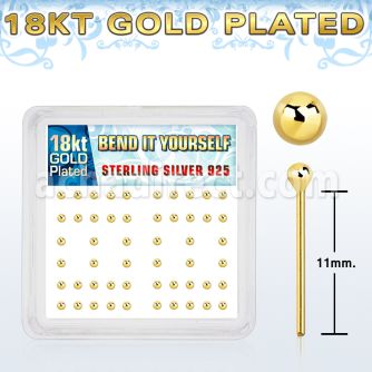 nyx18b2 gold silver bend it nose studs w 2mm ball shaped top