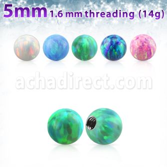 opi5 5mm synthetic opal ball with 14g (1.6mm) threading