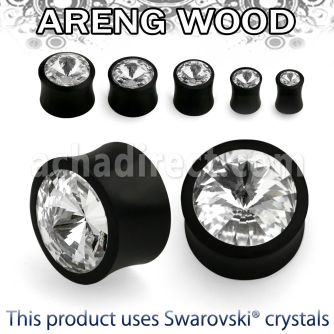 pargc areng wood double flare plug with giant crystal center