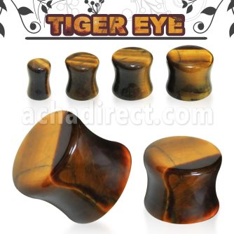 pgsm tiger eye stone double flared plug size 3mm 16mm