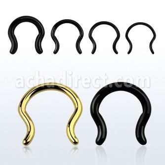 septd black pvd 316l steel septum retainer in an outward bell