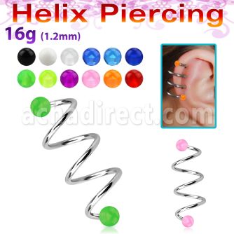 sphevb pvd tri 136l steel helix spiral piercing with 4mm balls