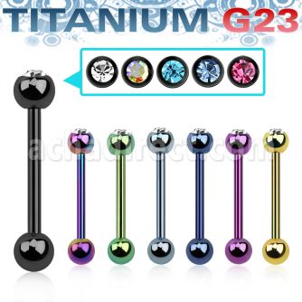 ubbtcs titanium g23 tongue barbell w top 5mm jewel ball