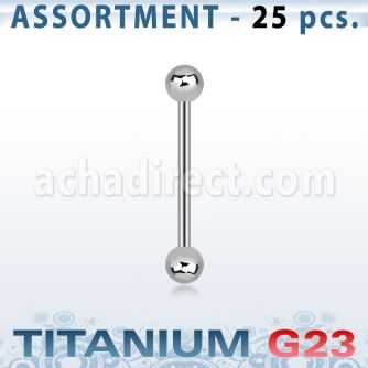 ublk02 bulk of titanium g23 tongue barbells with 6mm balls