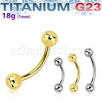 ubn18b3 titanium g23 eyebrow banana 18g 3mm balls