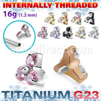 ushz7in titanium g23 top part post three round color cz