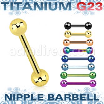 utbbnps titanium g23 anodized nipple barbell, 14g with 4mm balls