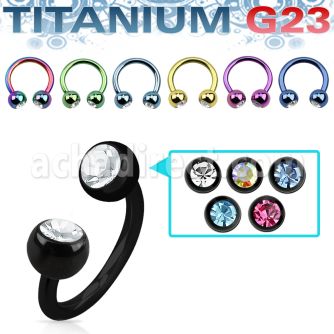 utcbe2c4 anodized titanium g23 circular barbell w 4mm jewel balls