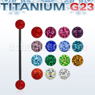 utinfr5 anodized titanium g23 barbell w 5mm ferido balls