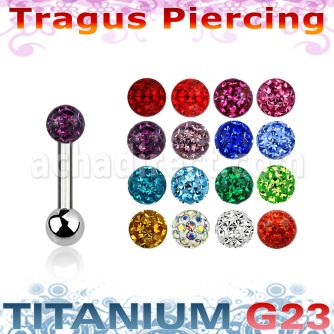 utrg7 titanium tragus 16g crystal ferido ball 3mm ball