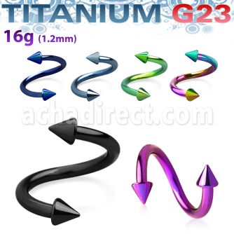utspen25 anodized titanium g23 spiral, with two 2.5mm cones