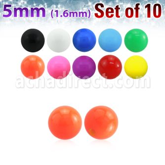 xsab5 set of 10 pcs of 5mm acrylic ball in solid colors