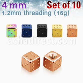 xsdit4s pack of 4mm anodized 316l steel dices thread 1 2mm