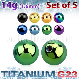 xubt8g set of 5 pcs of 8mm anodized titanium g23 balls