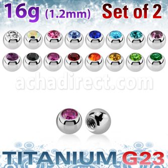 xujb25 titanium g23 bezel set jewel balls 2pcs