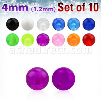 xuvb4s set of 4mm acrylic uv balls with 16g 1 2mm threading