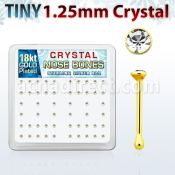 18b6xc caja display piercing nariz hueso plata esterlina 925 0 6mm oro 18 kts cristal claro 1 25mm mayorista