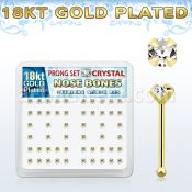 18bp19xc caja display piercing nariz hueso plata esterlina 925 0 6mm cristal claro 2 5mm oro 18 kts distribuidor mayorista
