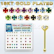 18bp19xm caja display piercing nariz hueso plata esterlina 925 0 6mm oro 18 kts zirconia 2 5mm distribuidor