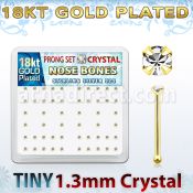 18bp6xc caja display piercing nariz hueso plata esterlina 925 0 6mm oro 18 kts cristal claros redondos 1 25mm distribuidor