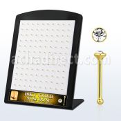 18brnrgc caja display 120 piercing nariz hueso plata esterlina 925 0 6mm oro 18 kts cristal redondos claros 1 5mm al por mayor
