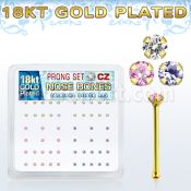 18nbzbm caja display piercing nariz hueso plata 925 0 6mm oro 18 kts zirconia 1 5mm al por mayor