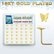 18sbtf36 caja display 36 piercing nariz l plata 925 oro 18 kts 0 6mm mariposa volando lisa 4 2mm distribuidor