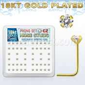 18sz25xc caja display piercing nariz l plata esterlina 925 0 6mm oro 18 kts grandes zirconia claras 2 5mm mayorista