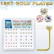 18sz2xm caja display piercing nariz l plata 925 0 6mm oro 18 kts zirconia 2mm venta