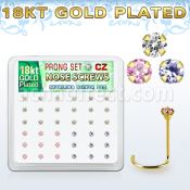 18wz2xm caja display 36 piercings nariz l plata 925 oro 18 kts 0 6mm zirconia 2mm distribuidor