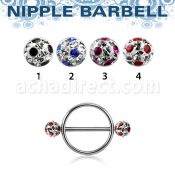 afrnpe5 pezonera redonda acero quirurgico barbell acero 316l bolas multi cristal ferido 5mm puntos al por mayor
