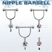 afrsnp6 barbell pezon estribo acero quirurgico bolas 5mm bola 6mm multi cristal ferido puntos al por mayor